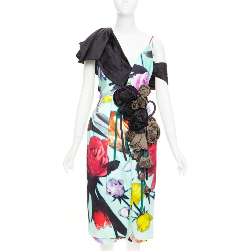 Prada 2019 Floral Print Rosette Dress